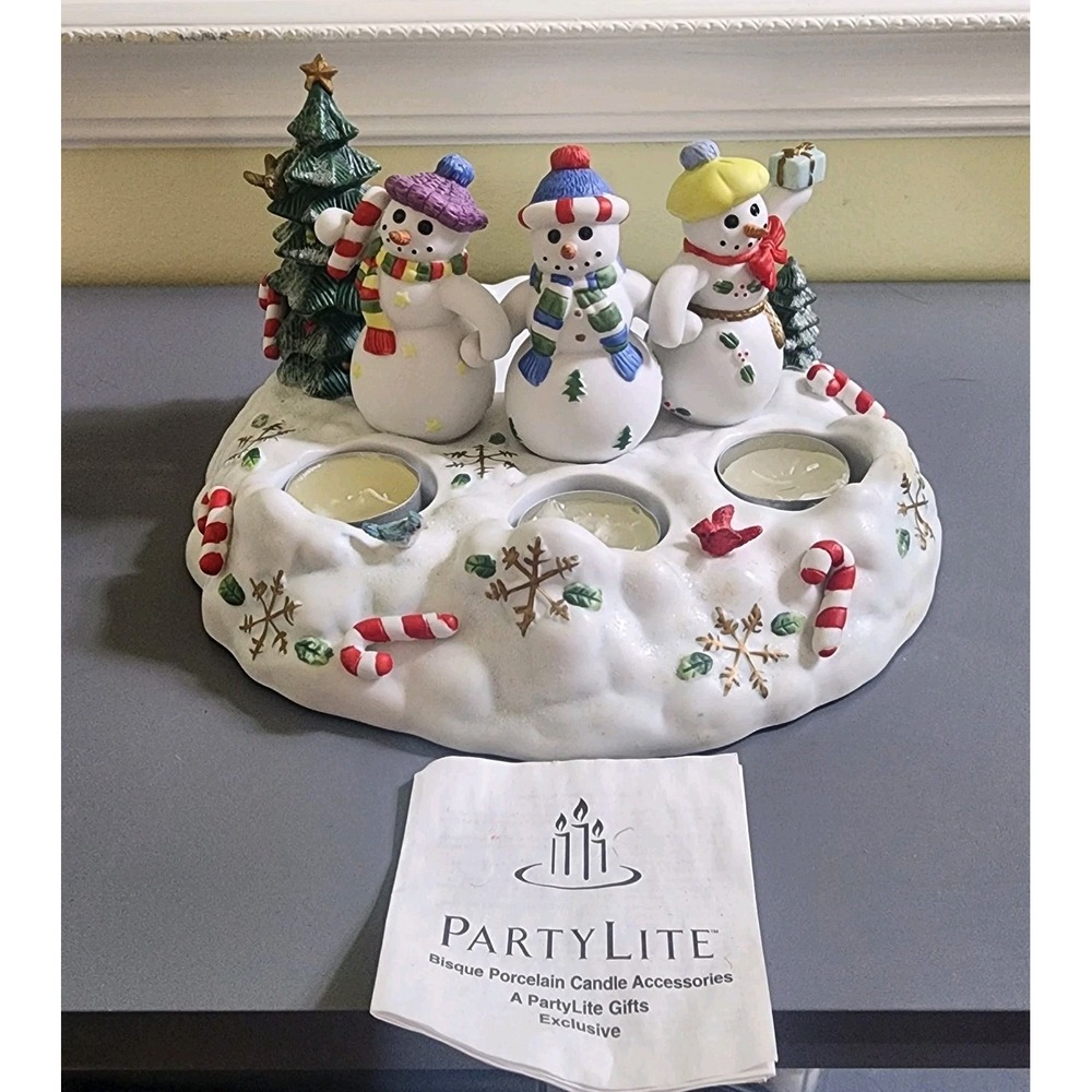 Partylite Snowbell Tealight & Pillar Candle Holder‎ P7650 Snowman Christmas Tree